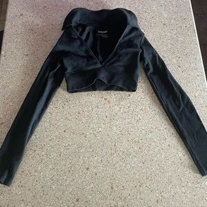 Garage collar shirt crop top